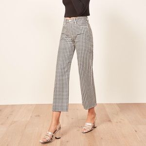 Reformation Wide Leg Gingham Jeans